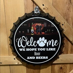 Welcome Boxer Wall Decor - Black and White